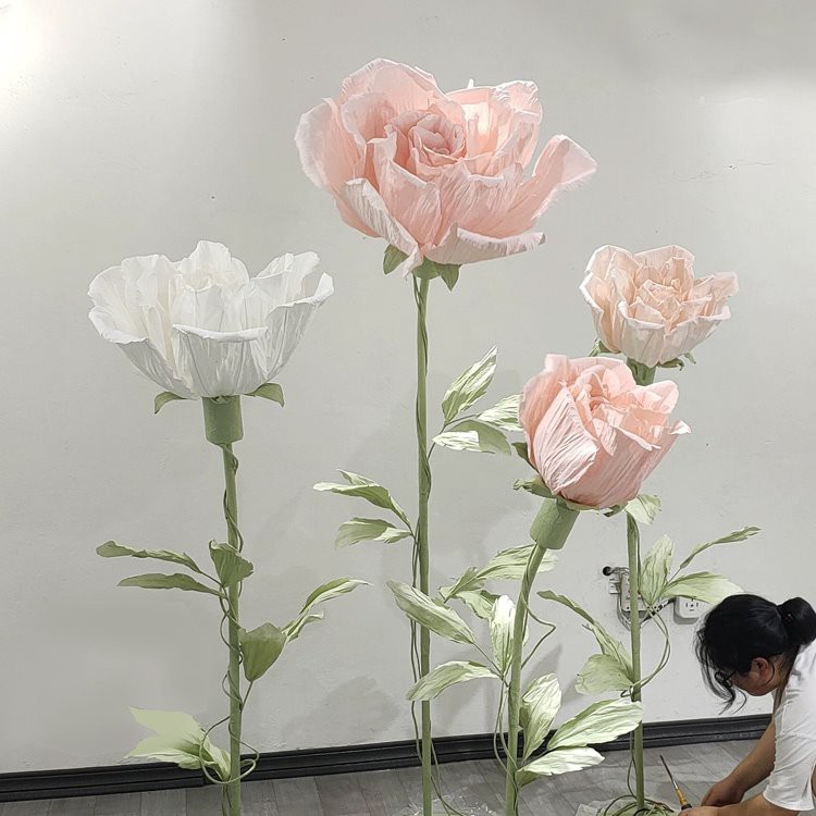 Flor de papel decorativo de rosa floración eléctrica