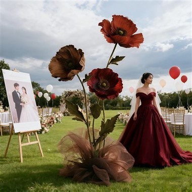 Boda de flores de papel gigante
